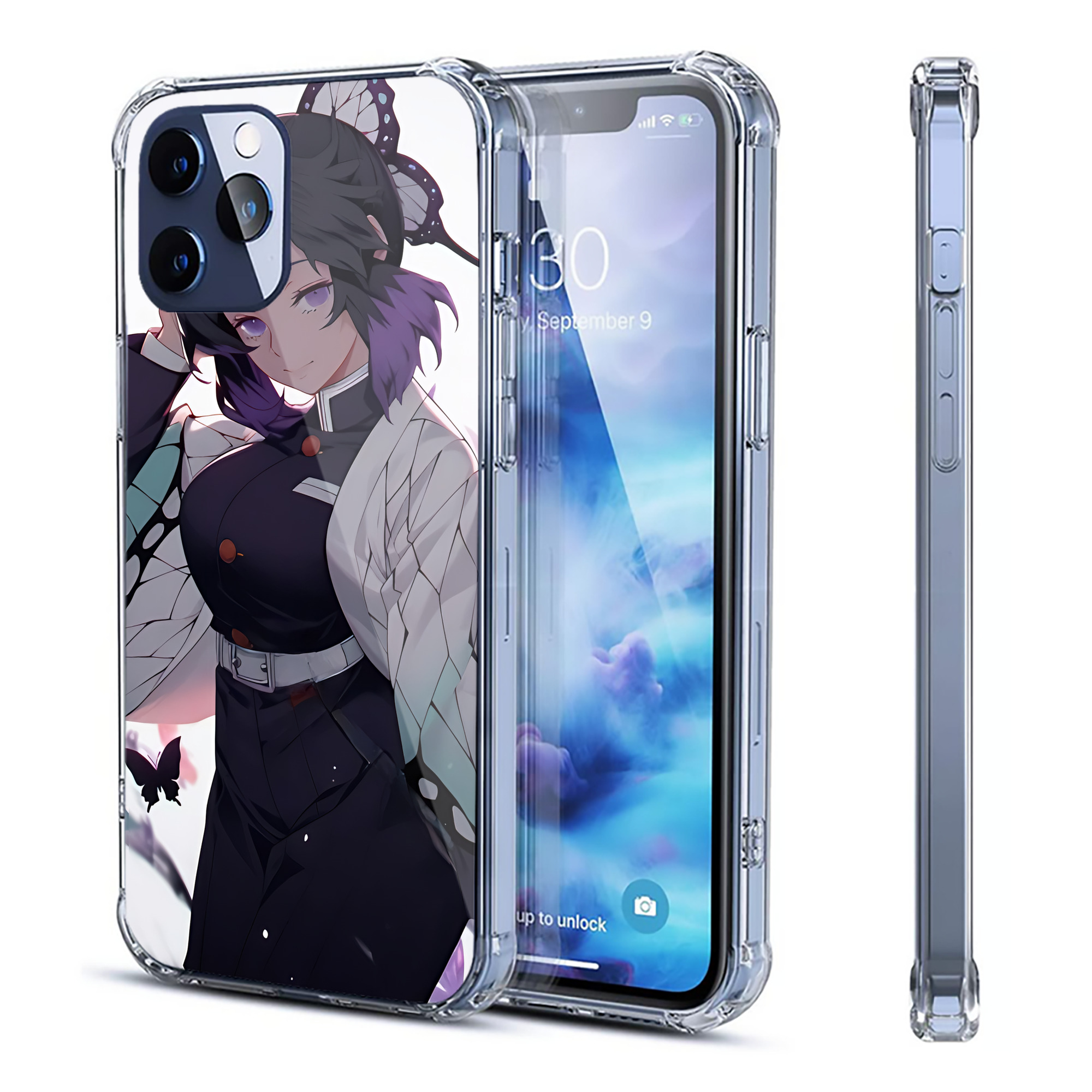 （画像用） 鬼滅の刃（きめつのやいば）蟲柱-胡蝶 しのぶ／こちょう しのぶ Kochou Shinobu 【iPhone 12シリーズ対応】透明スマホケース（クリアソフトケース）